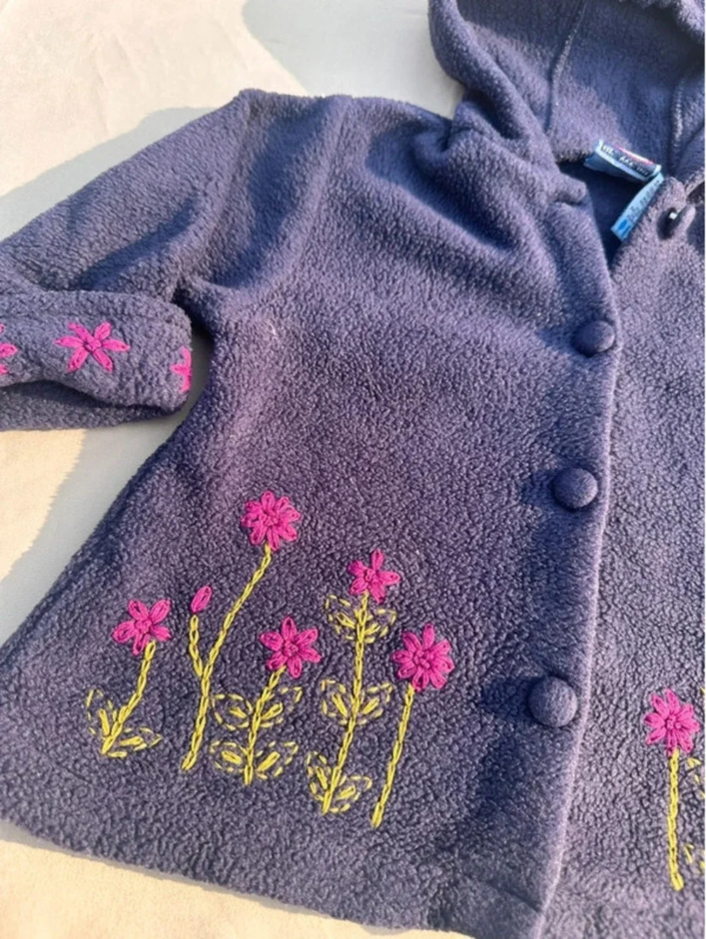 Koala Kids Purple Fleece Floral Hooded Jacket 12M (B37)